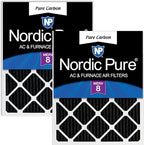 Nordic Pure 20x20x1 (Actual Size: 19 1/2 x 19 1/2 x 3/4) Pure Carbon Pleated Odor Reduction Furnace Air Filters 2 Pack