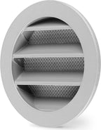 calimaero® WSGG 3" Inch Gray Round Metal Air Vent Grill Cover Flat Louver with Fly Screen Fits Only with Metal Ducts