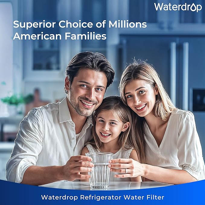 Waterdrop Plus WDP-F19C Replacement for GE® RPWFE®, RPWF (with CHIP) NSF 401 Refrigerator Water Filter, Compatible with WSG-4, GFE28GBLTS, GFE28GSKSS, PFE28KMKES, 2 Filters（Package May Vary）