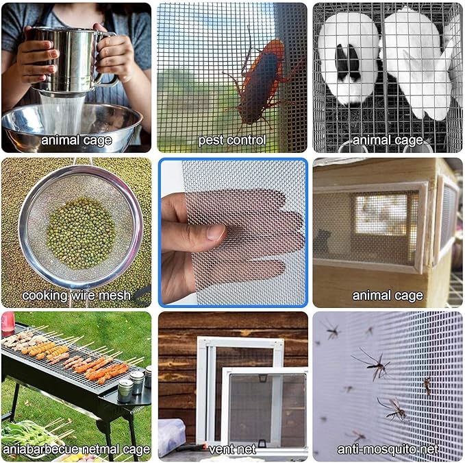 Stainless Steel Woven Wire Mesh Window Screen Mesh, Stainless Steel Woven Wire Mesh, 16 Mesh Rodent Proof Insect Screen, for DIY, Vent, Filter, Window & Garden