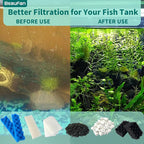 38 Pack Filter Media Kit for Fluval 406/407 Canister Filters, Replacement Bio Foam, Activated Carbon & Ceramic Rings (2 Sets Maintenance Bundle)