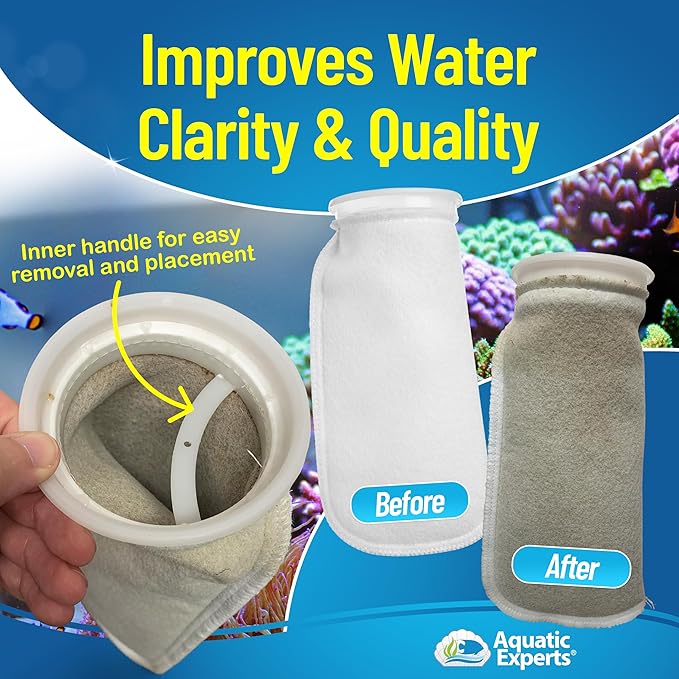 Aquatic Experts 4 inch Ring 100 Micron Felt Filter Sock - Filter Socks for Saltwater Aquarium, Sump Filter Sock, Freshwater Aquarium Socks, Reef Filter Sock (4"x14", 4 Pack)