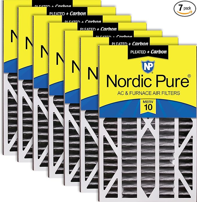 Nordic Pure 16x25x3 (Actual Size: 15 13/16 x 24 5/16 x 3) MERV 10 Pleated Plus Carbon Trion Bear Cub 255649-101 Replacement AC Furnace Air Filters 7 Pack
