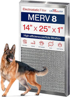 14x25x1 Electrostatic Air Filter, MERV 8, Washable, Reusable Furnace AC/HVAC Filter, Energy Saving, Easy to Clean, Long-Lasting by LifeSupplyUSA