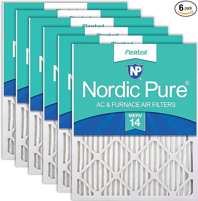 Nordic Pure 12x20x1 (Actual Size: 11 1/2 x 19 1/2 x 3/4) Pleated MERV 14 Air Filters 6 Pack