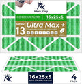 MervKing 16x25x5 Air Filter Actual Size: 15.88" x 24.88" x 4.38" MERV 13 MPR 1500-1900 | MADE IN USA | 4-Pack | Pleated HVAC AC Furnace Replacement