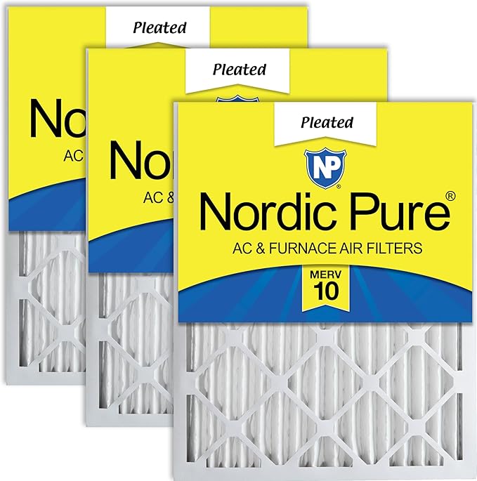 Nordic Pure 16x20x2 (Actual Size: 15 1/2 x 19 1/2 x 1 3/4) Pleated MERV 10 Air Filters 3 Pack
