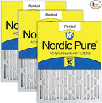 Nordic Pure 20x20x2 (19 1/2 x 19 1/2 x 1 3/4) Pleated MERV 10 Air Filters 3 Pack