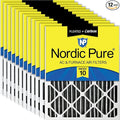 Nordic Pure 20x25x2 (Actual Size: 19 1/2 x 24 1/2 x 1 3/4) Furnace Air Filters MERV 10 Pleated Plus Carbon 12 Pack