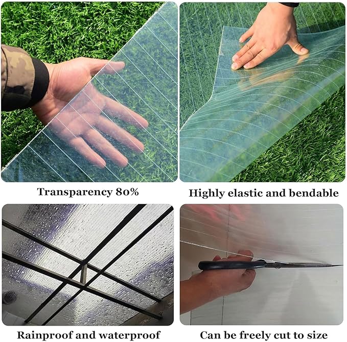 Glass Roof Pergola Polycarbonate Roofing Roll Polycarbonate Panels for Sunrooms, Open-Air Gardens, Greenhouses, Agricultural Use, Sheds(0.6x20m)