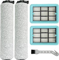 Replacement Brush Rollers and Filters for Bissell CrossWave HF2/3845N/3831 Floor Scrubber Wet-Dry Vacuum Cleaner, 2 Roller Brushs, 2 Filters, 1 Cleaning Brush