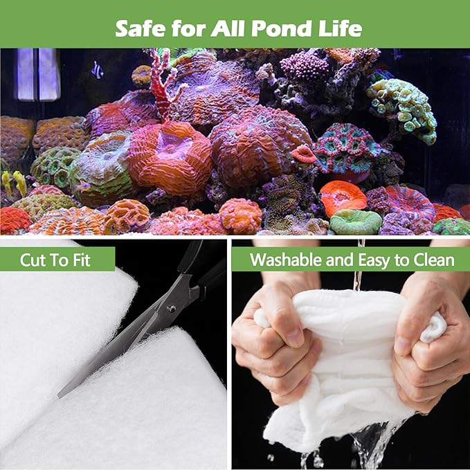 Classic Pond Filter Pad Aquarium Media 18"x72"x1", 9 Ft² White Thicker Reusable Replacement Washable Pad,Fish Pond Filter Material for Koi Outdoor Ponds Aquarium