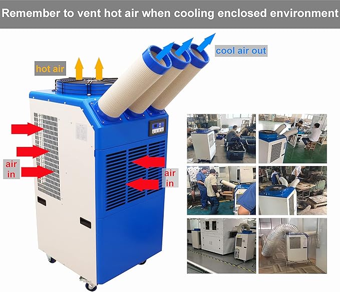 TECHTONGDA Industrial Spot Cooler Mobile Air Conditioner Outdoor Cooling Machine Aircon 220V Columns Outlet 910m³/h Air Flow