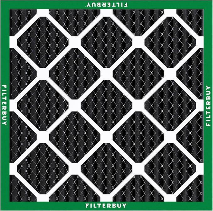 Filterbuy 14x14x1 Air Filter MERV 10 Odor & Allergy Defense with Activated Carbon (12-Pack), Electrostatic Pleated HVAC AC Furnace Filters Replacement, Made in USA (Actual Size: 13.75 x 13.75 x 0.75)