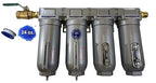 THB 4 Stage High Flow Industrial Ultra Clean Compressed Air Filter Dryer Combination (3/4" NPT, 11oz, Manual Drain)
