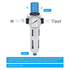 NANPU 1/2" NPT High Pressure Compressed Air Filter Regulator Water/Oil Trap Separator - Gauge(0-230 psi), Poly Bowl,Semi-Auto Drain, Bracket