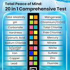 20-in-1 Drinking Water Test Kit with Mobile App, Lab-Precision Home Water Testing Strips for Tap and Well Water, Tests pH, Hardness, Lead, Iron, Chlorine, Nitrate, Fluoride, Heavy Metals