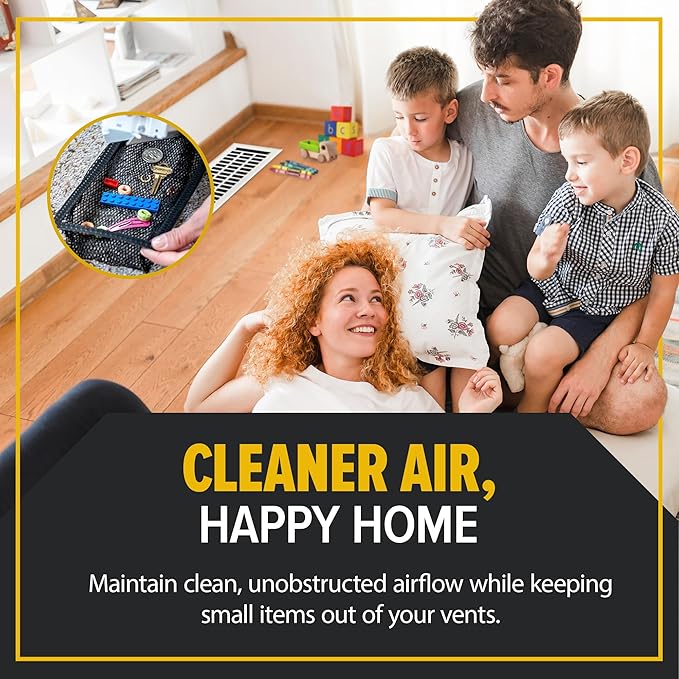 HAAK - Floor Vent Cover Trap, Durable Screen That Attaches Easily to Vent Covers for Home Floor, 4-Pack Air Vent Filters for Trapping Debris, Easy to Install and Remove, 4 x 12 inches Each