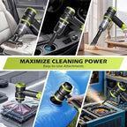 Handheld Car Vacuum with 15000PA Power, 4 in 1 Powerful Cordless Vacuum Cleaner & Air Duster with 2000mAh Battery, Rechargeable Portable Mini Hand Held Vacuum for Car,Home,Office,Pet Hair（Green）