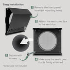 Vent Systems 8" Inch Supply Vent Cover with Rubber Gasket - Graphite Black Galvanized Steel - Robust and Weatherproof Outdoor Air Intake Box - Duct or Surface Mounting - Rain and Snow Protection