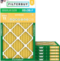 Filterbuy 20x36x1 Air Filter MERV 11 Superior Pet & Allergy Defense (6-Pack), Electrostatic Pleated HVAC AC Furnace Filters Replacement, Made in USA (Actual Size: 19.75 x 35.75 x 0.75)