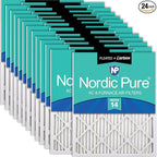 Nordic Pure 14x20x1 (Actual Size: 13 1/2 x 19 1/2 x 3/4) Pleated Air Filters MERV 14 Plus Carbon 24 Pack