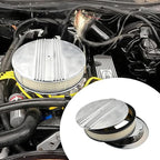14 x 3 Inch Round Polished Air Cleaner Kit Half Finned Drop Base Compatible with Chevy Ford GM