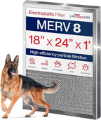 18x24x1 Electrostatic Air Filter, MERV 8, Washable, Reusable Furnace AC/HVAC Filter, Energy Saving, Easy to Clean, Long-Lasting by LifeSupplyUSA