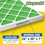 Maycold 24x30x1 MERV 13 Furnace Air Filter (2-Pack), High-Performance HVAC AC Filters for Home Use, Actual Size: 23.7" x 29.7" x 0.75", Individually Wrapped in Plastic
