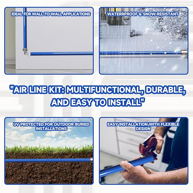 Compressed Air Line Kit, 3/4" x 50' 120’&200'&300' HDPE-Aluminum-HDPE Piping, Air Line Hose, Air Hose Kit with Air Compressor Accessories and Airline Tubing