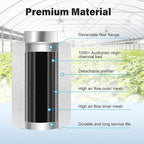 iPower 6 Inch Air Carbon Filter Indoor Plants Grow Tent Odor Control Scrubber with Australia Activated C for Inline Fan, Reversible Flange, Prefilter Included, Silver