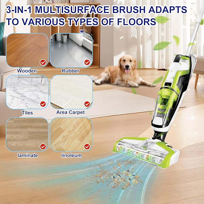 Lemige Brush Filter Replacement Parts for Bissell CrossWave Vacuum 3888A 1785 Pet Pro 2306A Cordless Wet Dry Vac, 2 Pack 2460 Pet Brush Rolls 2 Pack 1868 Multi-Surface Brush 4 Pack 1866 Vacuum Filters