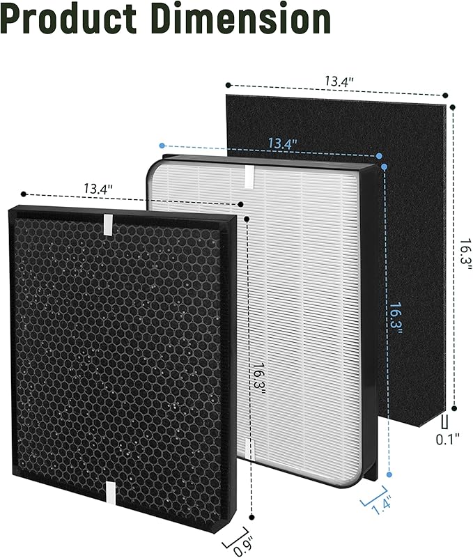 Replacement Filter Set Compatible with AirDoctor 3000 / AD3000 & AD3500 Air Purifier, 8-Pack (2 Main Filter + 2 Activated Carbon Filters + 4 Pre-Filters)