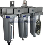 3 STAGE, INDUSTRIAL GRADE IN-LINE COALESCING FILTER & DESICCANT AIR DRYER COMBINATION WITH METAL BOWLS FOR SPRAY GUN EQUIPMENT PAINT BOOTH COMPRESSOR, PLASMA CUTTER (1/2" AUTO DRAIN)