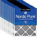 Nordic Pure 12x12x1 (Actual Size: 11 3/4 x 11 3/4 x 3/4) Furnace Air Filters MERV 12 Pleated Plus Carbon 12 Pack