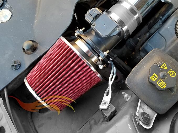 RED 6" 152 mm Inlet Truck Air Cone Replacement Performance Washable Clamp-On Dry Air Filter (8" Tall)