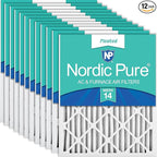 Nordic Pure 20x20x2 (Actual Size: 19 1/2 x 19 1/2 x 1 3/4) Pleated MERV 14 Air Filters 12 Pack