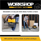WORKSHOP Wet/Dry Vacs Vacuum Filters WS13045F2 HEPA Media Filter For Shop Vacuum Cleaner (2pk - HEPA Media Filter For Wet/Dry Vacuum Cleaner) Fits WORKSHOP 3-Gallon to 4.5-Gallon Shop Vacuum Cleaners