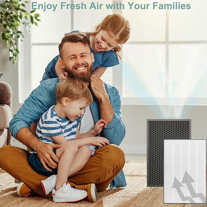FFsign 2678 Replacement High Efficiency HEPA Filter + 2677 Actived Carbon Filter for Bissell Air220 Air320, 1 True HEPA Pre-Filter & 1 Carbon Filter