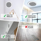 SABA Home Decor Air Vent Cover Grille - Acrylic Plexiglass 6'' Round Duct Opening (7.5'' Overall) White Finish Decorative Registers for Walls and Ceilings NOT Floor USE, Venetian (1, Screws)