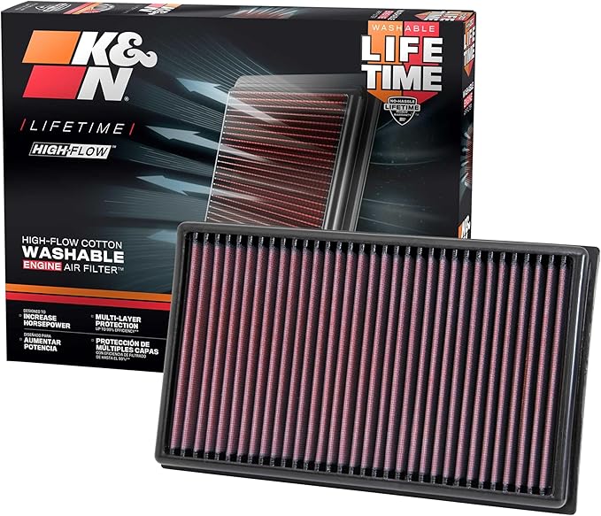 K&N High-Flow Original Lifetime Engine Air Filter: Increase Power: Premium, Washable: Compatible with 2013-2025 AUDI: A1, A3, Q2, Q3, TT, 33-3005