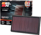 K&N High-Flow Original Lifetime Engine Air Filter: Increase Power: Premium, Washable: Compatible with 2013-2025 AUDI: A1, A3, Q2, Q3, TT, 33-3005