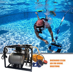 110V 1100W for Scuba Hookah Diving Air Compressor 115 PSI Electronic Pump with 1 x 50 Feet Hose & 1 x Respirator, Two Air Outlets