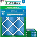 Filterbuy 10x14x1 Air Filter MERV 13 Optimal Smoke & Allergy Defense (4-Pack), Electrostatic Pleated HVAC AC Furnace Filters Replacement, Made in USA (Actual Size: 9.50 x 13.50 x 0.75)
