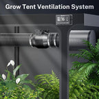 Hon&Guan 4 Inch 212 CFM Air Filtration PRO Kit for Grow Tent Ventilation System, 4" Inline Duct Fan with EC Motor, Smart Temperature Humidity Controller, 4" Carbon Filter & 8 Ft Ducting