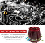Sun Walker Clamp-on Air Intake Filter, 3/3.5/4 Inch High Flow Round Tapered Air Filter for Enhanced Engine Power, Washable & Reusable Cone Filters Replacement for Car Truck Motorcycle (Red)