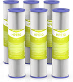 5 Micron Whole House Water Filter Cartridge, Pleated Sediment Filters for Well Water, Universal Replacement for Any 10 inch RO Unit - 10" x 2.5" Cartridges - Pack of 6