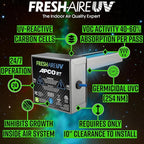 Fresh-Aire UV Fresh-Aire APCO Compact HVAC UV Air Purifier w/Carbon Matrix and Remote Power Supply, Includes 2 Year UVC Lamp, 18-32 VAC