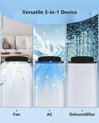 14000 BTU Portable Air Conditioner, Portable AC Unit with Fan & Dehumidifier, Air Conditioner Portable for Rooms Up to 750 Sq Ft, Remote Control, 24H Timer for Bedroom, Office, Apartment, White