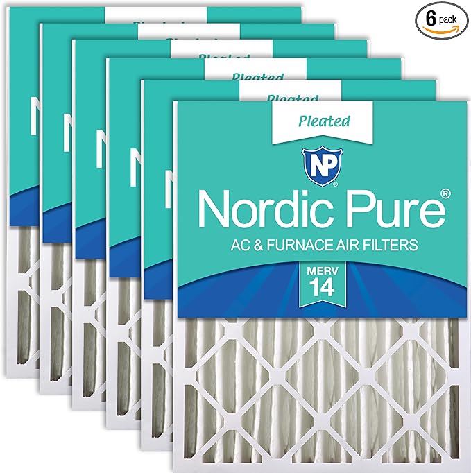 Nordic Pure 16x24x4 (Actual Size: 15 3/8 x 23 3/8 x 3 5/8) Pleated MERV 14 Air Filters 6 Pack